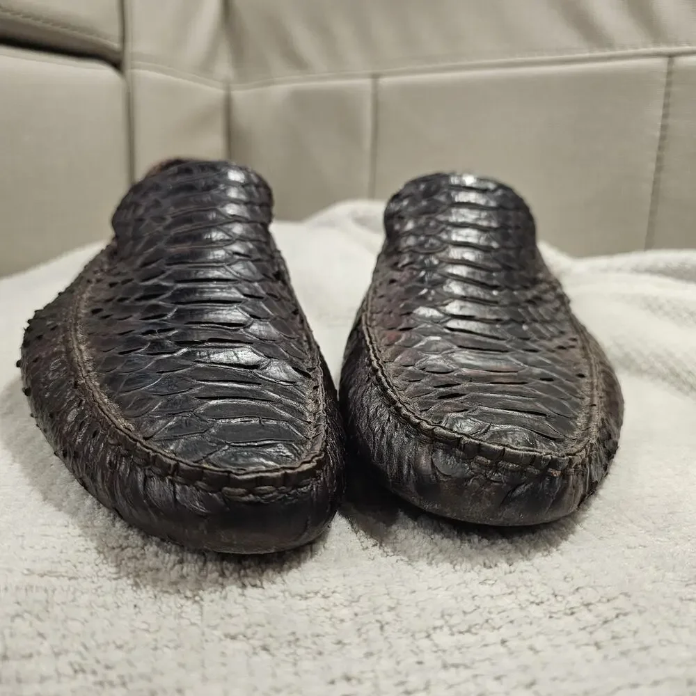 COACH Gary Men's Genuine Python Snakeskin Driving Loafers Shoes Brown 11.5 D